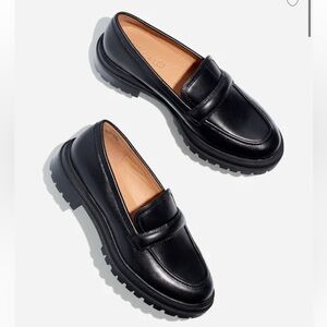 Madewell The Bradley Black Lugsole Loafer in Leather